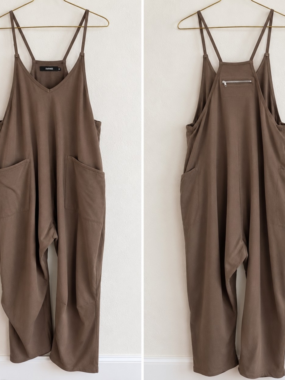 AUTOMET Brown Slouchy Harem Jumpsuit Overalls Pockets M